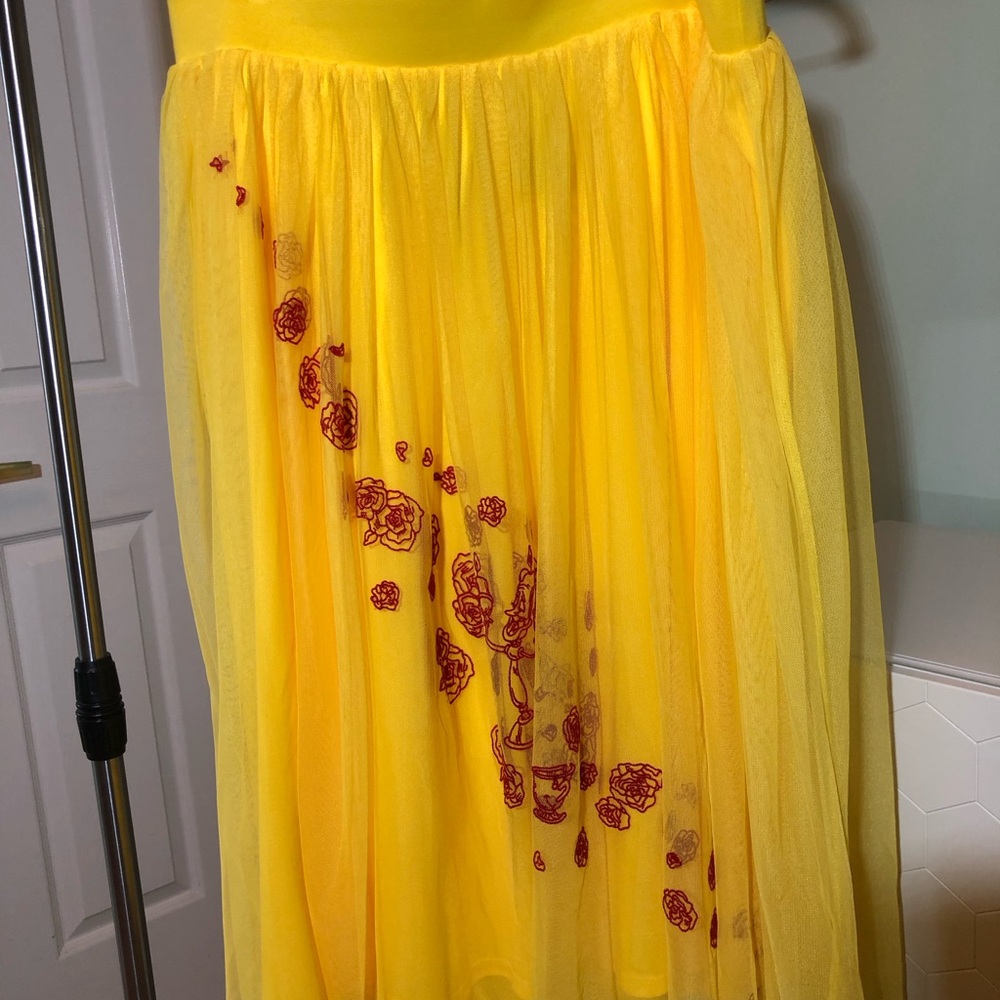 Disney for Torrid Bright Yellow Full Tulle Skirt with Red Floral Design